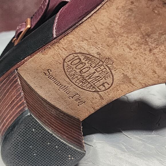 Wolverine Womens 1000 Mile Samantha Pleet Boots Size 8.5 Buckle Leather Burgundy - Picture 6 of 8